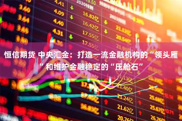 恒信期货 中央汇金：打造一流金融机构的“领头雁”和维护金融稳定的“压舱石”