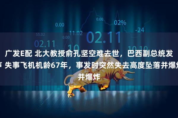 广发E配 北大教授俞孔坚空难去世，巴西副总统发声 失事飞机机龄67年，事发时突然失去高度坠落并爆炸