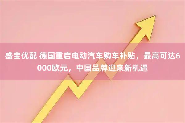盛宝优配 德国重启电动汽车购车补贴，最高可达6000欧元，中国品牌迎来新机遇